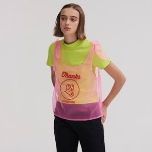 Lazy Oaf Thanks for Nothing Pink Sheer Top
